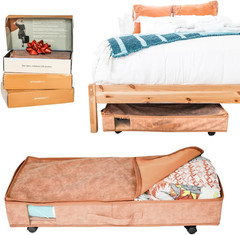 Stylish Under Bed Storage on Wheels – Durable Vegan Leather, 53L Capacity