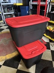 2 Sterilite Large Storage Bin Hħ 27 Gal. Durable Plastic Storage Tote with Lid