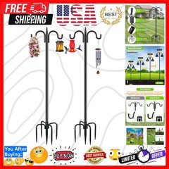 2-Pack Adjustable Double Shepherd’s Hooks – 92 Inch Wrought Iron Garden Hooks