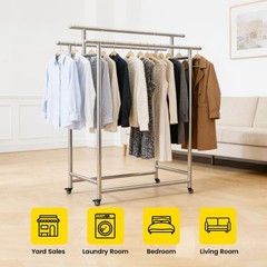 DEGEDUN Heavy Duty Clothes Rack Load 660LBS, Portable& Adjustable Clothes Rac…