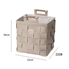 Woven Leather Basket Minimalist Aesthetic Handmade Woven Hamper for Living Room