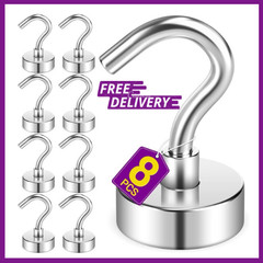 8 Pack Magnetic Hooks for Cruise Cabins, 30 LB Neodymium Magnets with Hooks, Hea