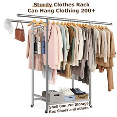Heavy Duty Stainless Steel Clothes Rack Garment Rack with Wheel 750Lbs Load