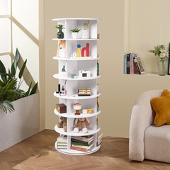 7-Tier Rotating Shoe Rack Tower 360° Spinning Shoe Display Carousel White
