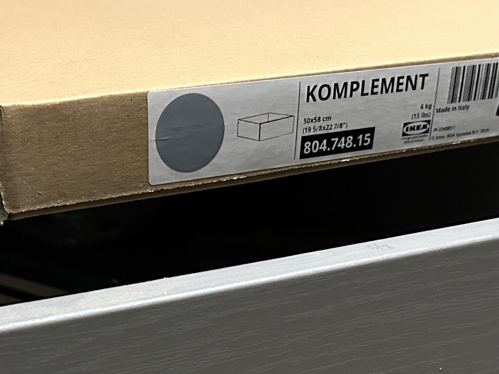 IKEA KOMPLEMENT Drawer Framed Front Grey 19 5/8 x 22 7/8” 804.748.15