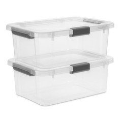 HingeLID Storage Box Clear Bin W/ Latch Lid Comfort Grip Handles 6 Count New US