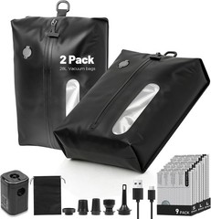 11-Pack Travel Vacuum Bags W/ Pump 2×28L TPU Waterproof Vacuum Seal Bags 9 PA&PE