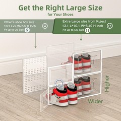 X-Large Shoe Storage Box Fit Size 11,Clear Plastic Stackable Shoe Organizer f…