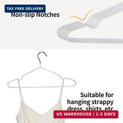Clothes Hangers 30 Pack, 16″ Non-Slip Rubber White Metal Coat Hanger Heavy Duty