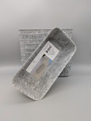 Set of 10 Small Felt Bin Organizers 7 x 3.5 in x H 2in Light Heather Gray