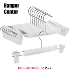 100Pack Plastic Clothes Skirt Trouser Pants Hanger with Adjustable Clips 12″wide