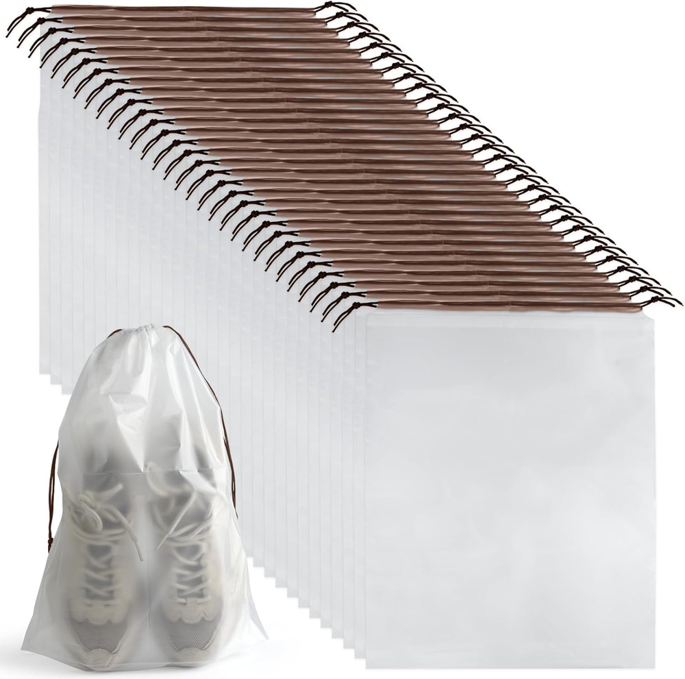 32 Pcs Shoe Bags for Travel, 15.7″ x 11.8″ Clear Drawstring Storage Bags Shoes