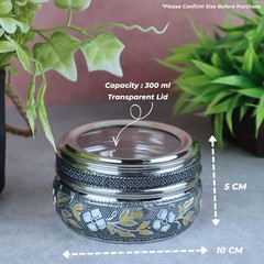 Stainless Steel See Thru Storage Box with Transparent Lid | Silver Oxidized F…