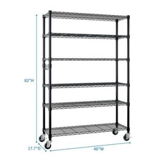 82″H 6 Tier Adjustable Storage Shelves Heavy Duty NSF Wire Metal Shelving Unit