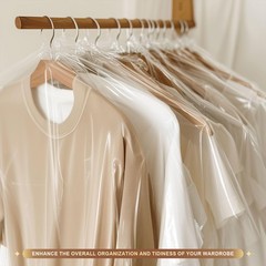 100 Pcs Dry Cleaner Clothe Covers Plastic Clear Garment Bags for Clothes 60X90Cm
