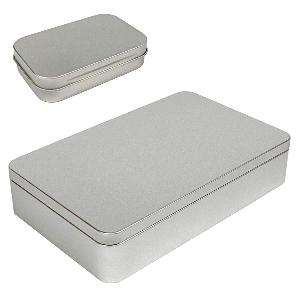 XL (8.5 x 5.3 x 1.9 In) Silver Metal Rectangular Empty Tin Containers for Gif…