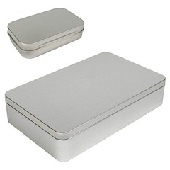XL (8.5 x 5.3 x 1.9 In) Silver Metal Rectangular Empty Tin Containers for Gif…