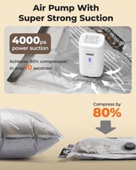 Travel Vacuum Bags 12 Pack with Wireless Pump Space Saver Set for Suitcase Home