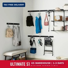 Rubbermaid FastTrack Garage Storage Utility Hooks 5 Piece Black All in One Rail