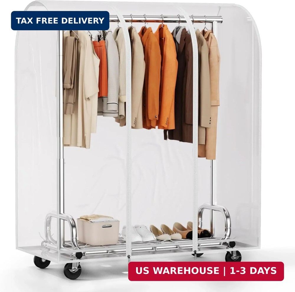HOKEEPER Clothes Rack with Cover Clothing Racks for Hanging Clothes Heavy Duty G