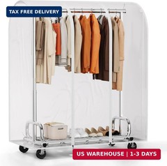 HOKEEPER Clothes Rack with Cover Clothing Racks for Hanging Clothes Heavy Duty G