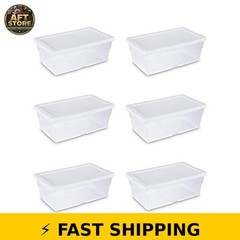 Sterilite 6 Quart Storage Box – White Lid, Clear Base (Pack of 6)