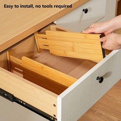 Adjustable Bamboo Drawer Dividers 6 Pack – 4.65” High Organizers for Clothing &