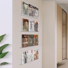 2 PCS 24 Inch Acrylic Magazine Holder Wall Mount Hanging Rack Brochure Clear