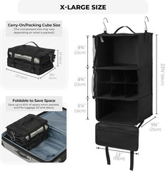 Hanging Packing Cubes for Travel, Large Portable Hanging Suitcase Organizer, Fol