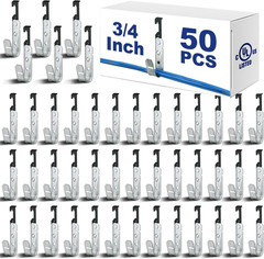 50 Pcs 3/4 Inch Galvanized Steel J Hook with Bat Wing Heavy Duty Cable Support S