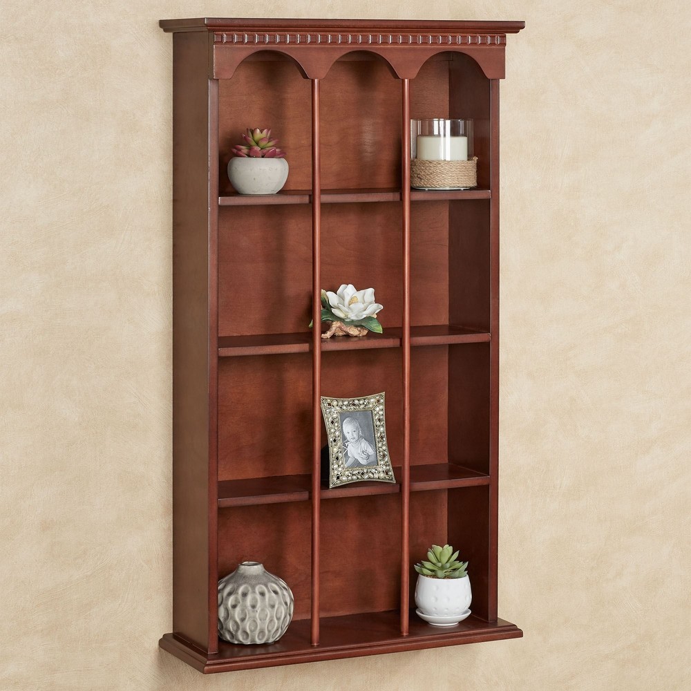 MacKenzie Classic Cherry Vertical Curio Shelf – Wood – 36 Inches High