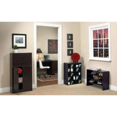 Stackable 25-Cube Storage Organizer Espresso Wood 32 in. H x 24 in. W x 12 in. D