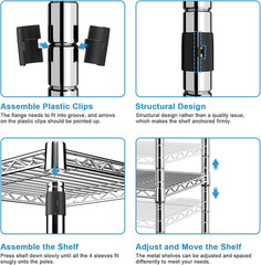 E1 Heavy Duty Closet Garment Rack, 6 Tiers Adjustable Metal Freestanding Expanda