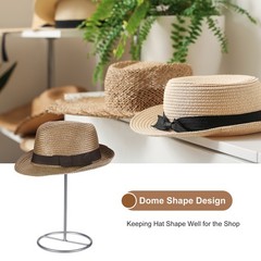 2 Pcs Metal Hat Display Stand Tabletop Hat and Wig Rack Holder Silver