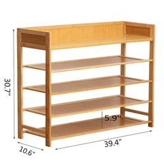 Sobibo Bamboo Shoe Rack Organizer 5 Tier Shoe Shelf Storage Organizer For