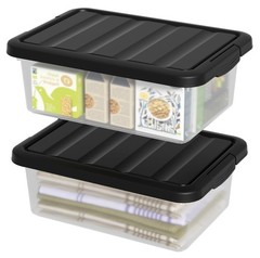 2 PCS 14 Quart Plastic Containers Bins Latching Lids Stackable Organization
