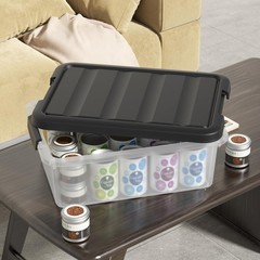 2 Pack 14 Quart Clear Stackable Plastic Storage Bins With Black Lids Box