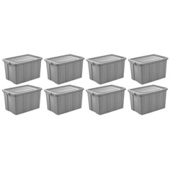 Sterilite Tuff1 30 Gallon Plastic Storage Tote Container Bin with Lid (8 Pack)