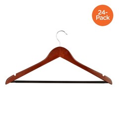 Honey-Can-Do No Slip Wooden Coat Hangers, Cherry Wood, 24-Pack 24 Pack,
