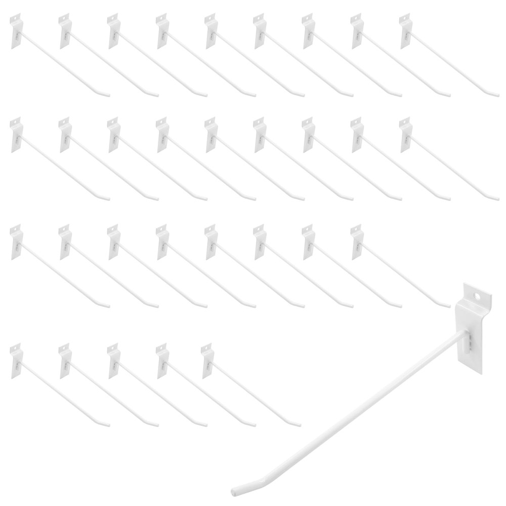 32PCS 8Inch Length White Slatwall Hooks, Metal Slat Wall Display Panel Hooks …