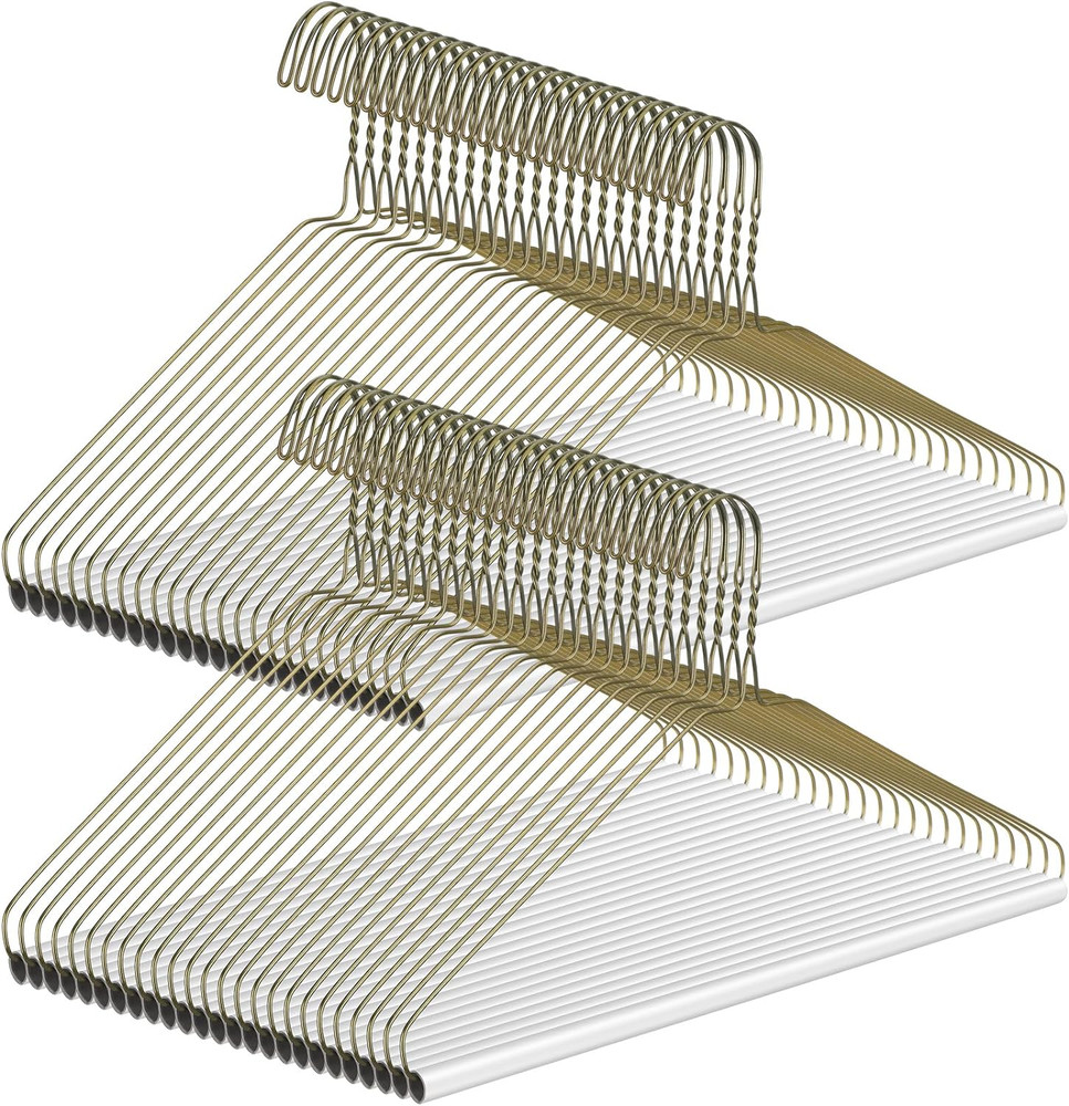 50 Pcs Gold Wire Dry Cleaner Hangers 16″ for Clothes, Pants, Coats & More