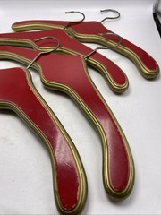 Clothes Hanger Hollywood Regency Red Gold Wood Heavy Set 4 Vintage Closet MCM
