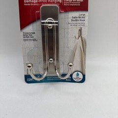 3M Command Bath Double Hook Large Satin Nickel Holds up to 4lbs 1 Pack