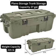 Plano 27-Gal Hinged Sportsman’s Trunk Storage Box w/ Wheels – Olive Drab (Green)
