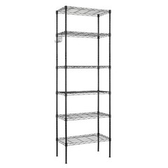 65″ Adjustable Rolling Storage Rack 6-Tier Wire Shelving Unit with Hanging Hooks