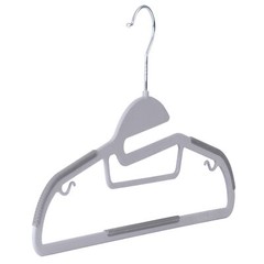 50 Pack Slim Thin Coat Shirt Plastic Hanger with Rubber Grip Swivel Hook Grey