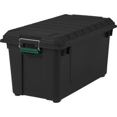 Plastic Stackable Storage Bin Tote Box Black Organizer Container Garage Shop