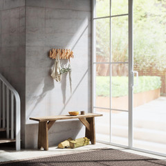 Picket 5 Hooks, Wall-Mounted Rail, Doubles as Art, Beveled Pine Wood Dowels, Nat