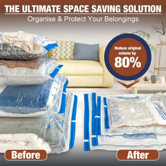 **12 Jumbo Vacuum Storage Bags XL Space Saver with Hand Pump Reusable**