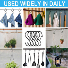 S Hooks for Hanging Plants, 4 Inch Large Heavy Duty S Hooks with Safety Buckle &